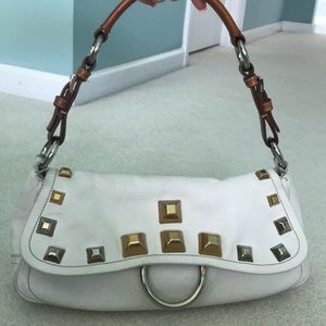 Prada white leather shoulder bag